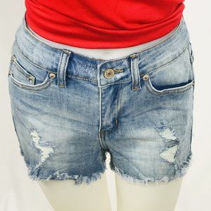 Ashley Destroyed Denim Shorts - Medium Wash